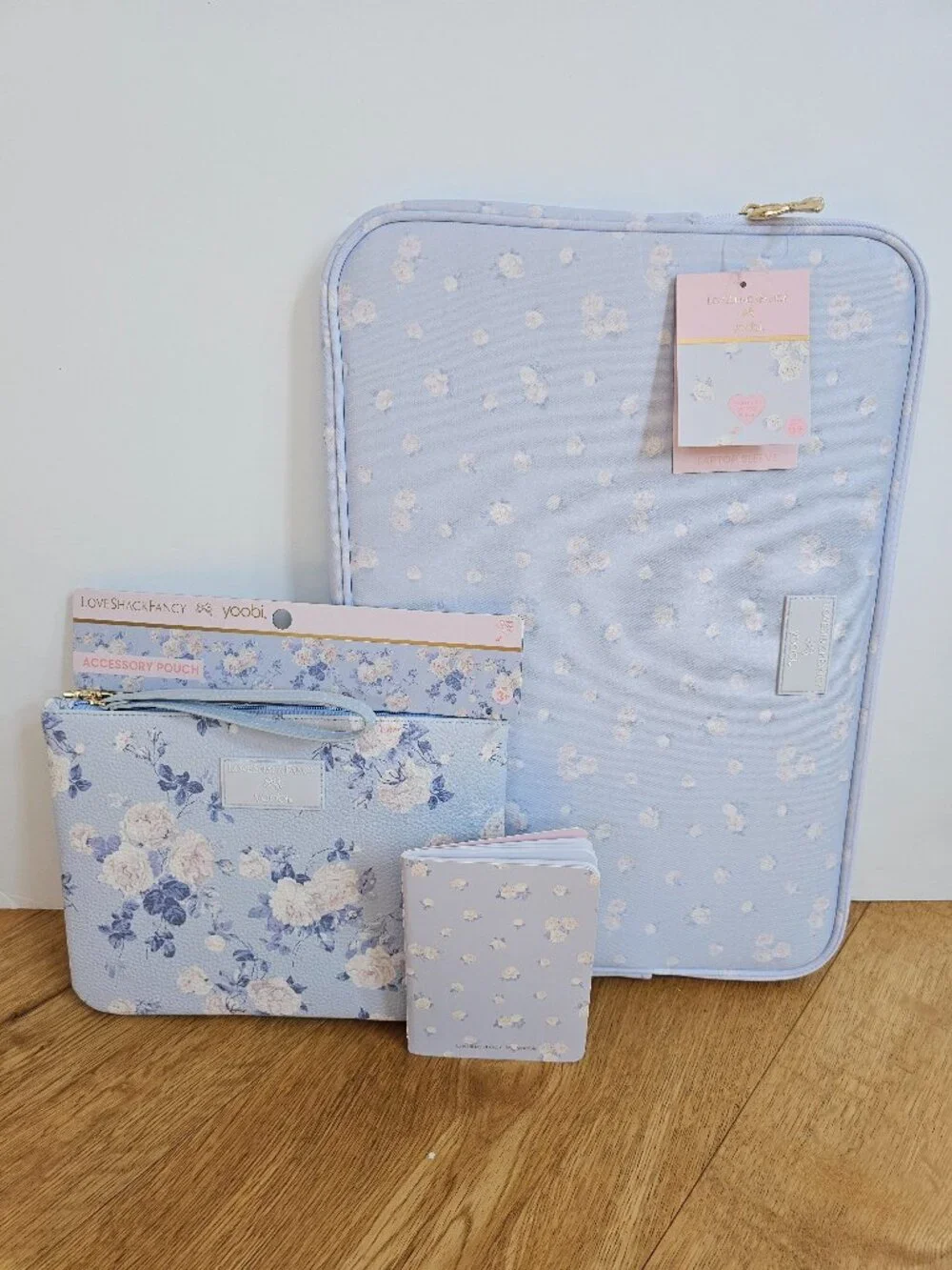 LoveShackFancy Target Yoobi Laptop Sleeve blue Everblooming pencil case pouch 3